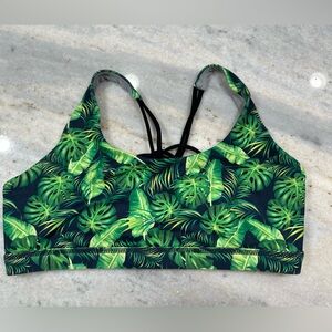 Born Primitive Vitality Green Leaf Print Sports Bra